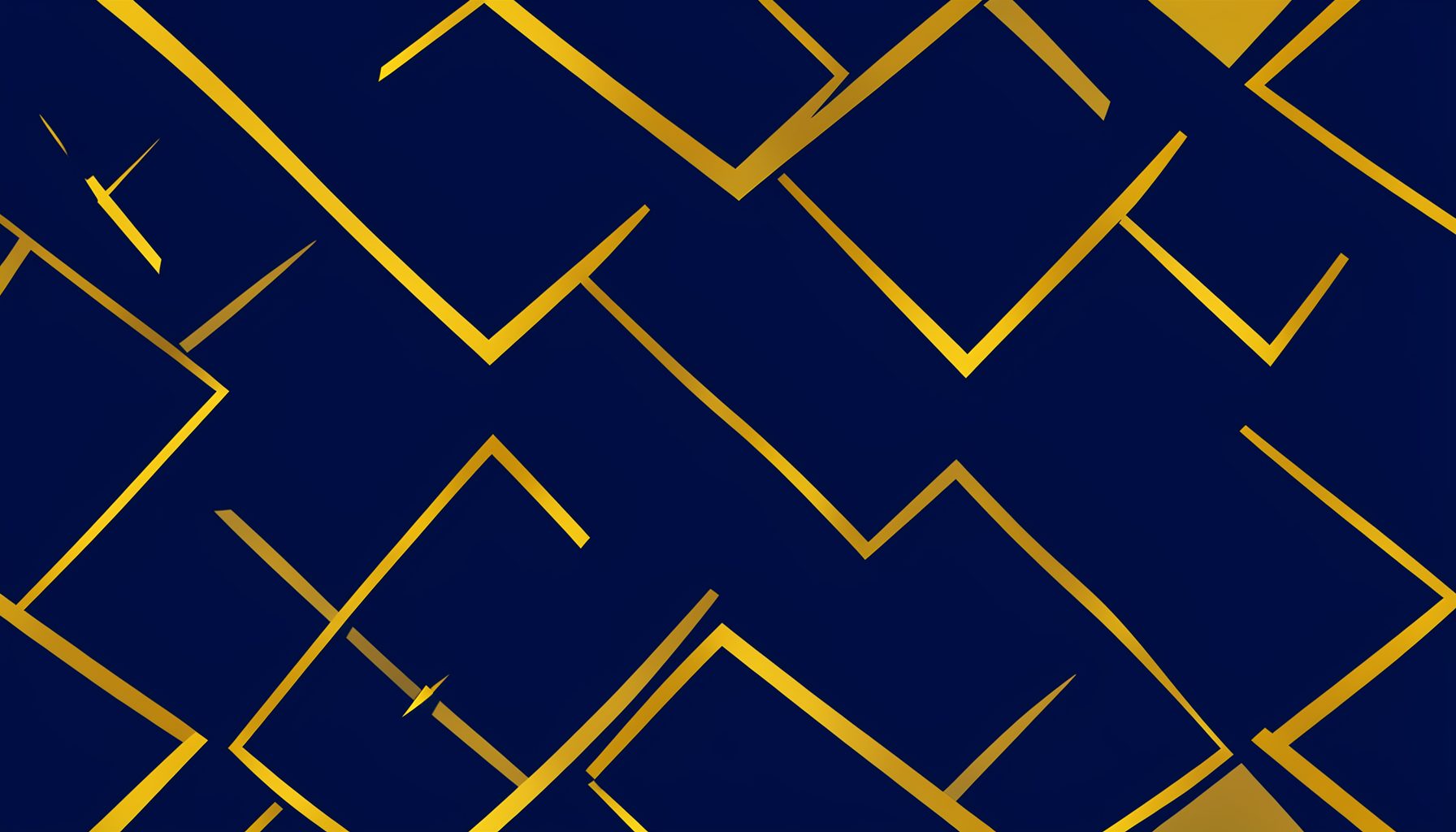 Abstract geometric pattern in deep navy blue with golden-yellow accents, creating a bold poster-like backdrop